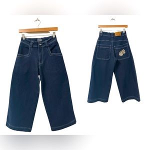 Psyco Y2K Cropped Skater Wide Leg Dice Printed Jeans Size XS